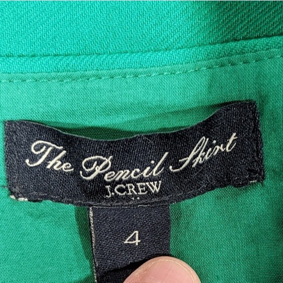 J. Crew Factory Double Serge Cotton "The Pencil Skirt" Size 4 Kelly Green - Picture 3 of 4